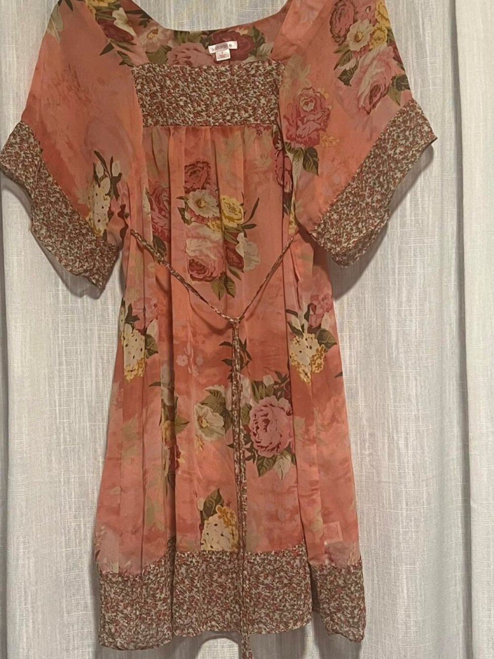 Xhilaration Babydoll Boho Style Dress Sheer Floral Size S